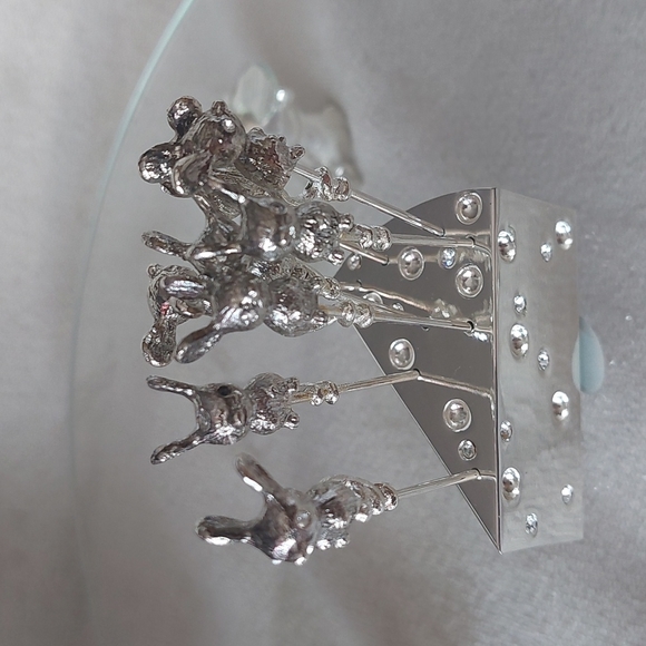 Mice N' Cheese glass plate silver plated cheese picks - Picture 7 of 13